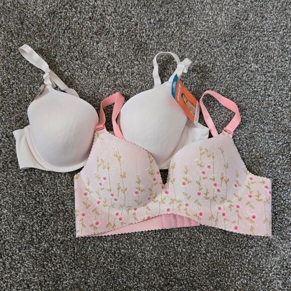 Women's Comfy Printed Basic Padded T Shirt Bra 34B Set of 2 - Picture 1 of 6